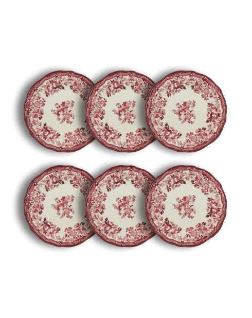 Juego de 6 platos llanos rosas y blancos Faustine, 26 cm