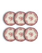 Lot de 6 assiettes creuses Faustine roses - 22cm