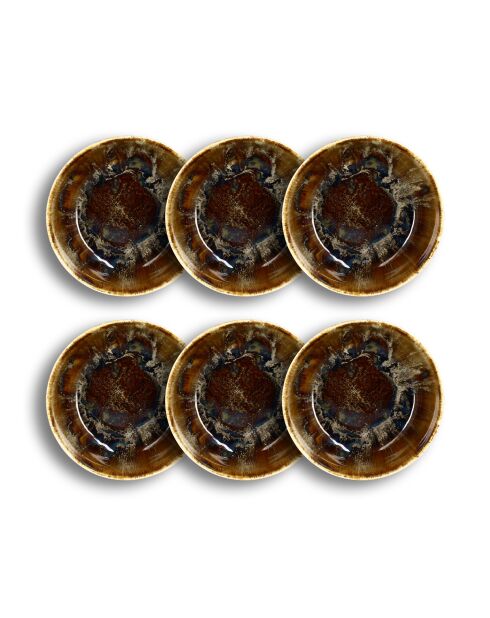 Set de 6 ensaladeras volcánicas marrones, 16 cm
