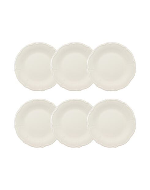 Lot de 6 assiettes plates Charlotte blanches - 26 cm