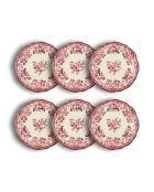 Juego de 6 platos de postre Faustine rosas, 20 cm