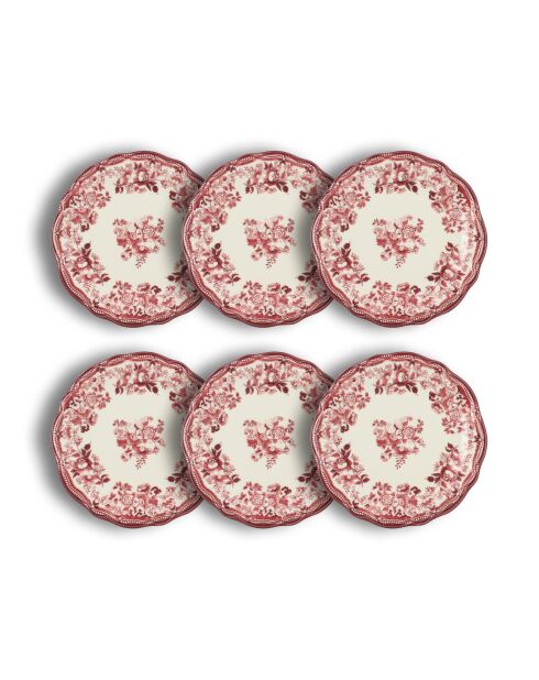 Juego de 6 platos de postre Faustine rosas, 20 cm