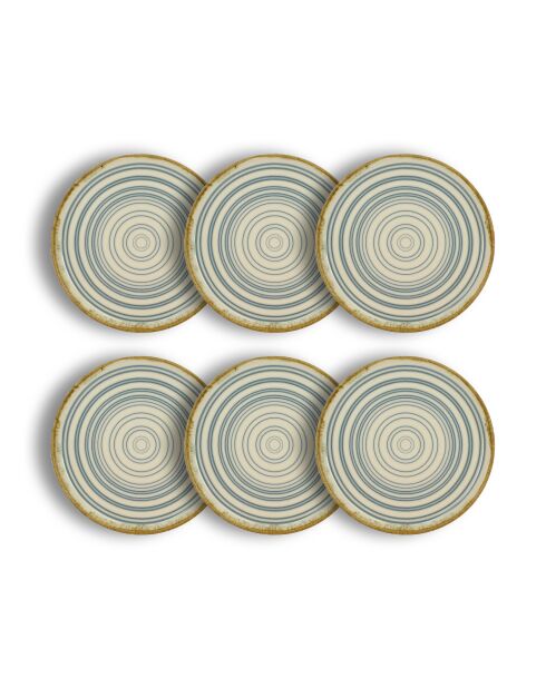 Lot de 6 assiettes à dessert spirale bleues - 21cm