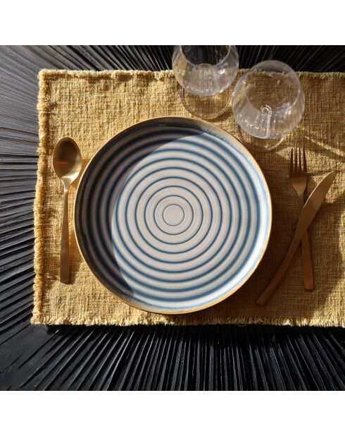Lot de 6 assiettes à dessert spirale bleues - 21cm