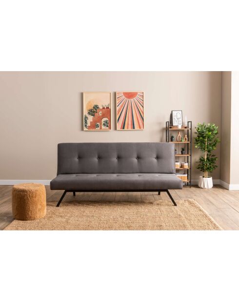 Divano letto a 3 posti Zola grigio - 78 cm x 64 cm x 180 cm
