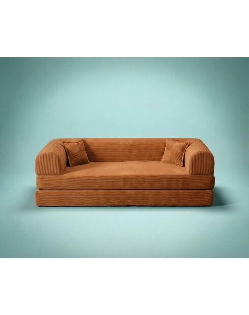 Orangefarbenes 3-Sitzer-Schlafsofa - L. 190 cm x T. 90 cm x H. 36 cm