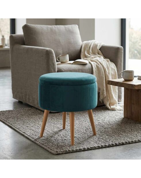 Pouf Berlin Babyface émeraude - D. 45 cm x 3 cm x H . 24.5 cm
