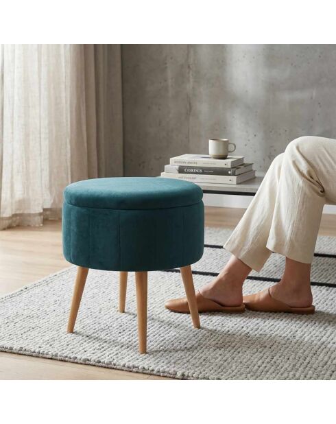 Pouf Berlin Babyface émeraude - D. 45 cm x 3 cm x H . 24.5 cm