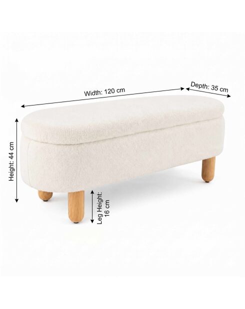 Banc Par Dieu blanc - l . 120 cm  x H. 44 cm  x P. 35 cm