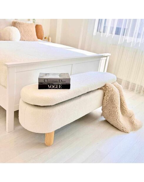 Banc Par Dieu blanc - l . 120 cm  x H. 44 cm  x P. 35 cm