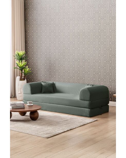 Canapé-lit 3 places vert - l . 190 cm x P . 90 cm x H . 36 cm