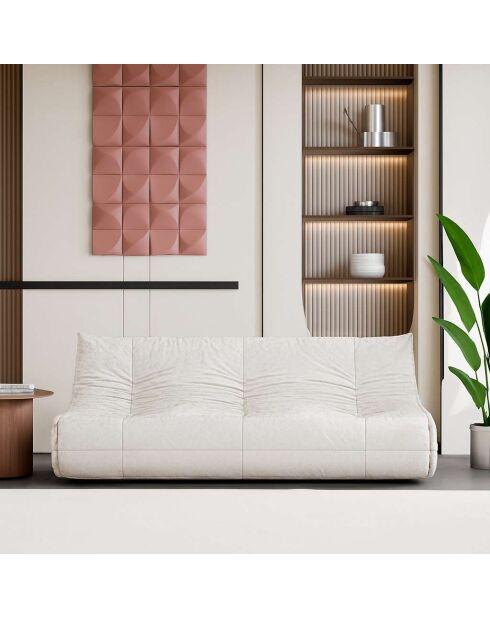Bocek weißes 3-Sitzer-Sofa - L. 210 cm x L. 100 cm x H. 80 cm