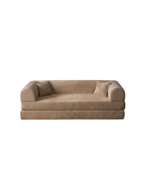 Beiges 3-Sitzer-Schlafsofa — B 190 cm x T 90 cm x H. 36 cm