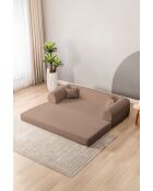 Beiges 3-Sitzer-Schlafsofa — B 190 cm x T 90 cm x H. 36 cm