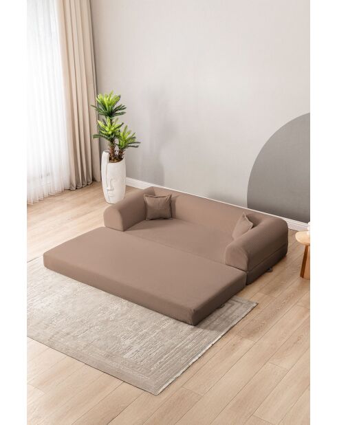 Beiges 3-Sitzer-Schlafsofa — B 190 cm x T 90 cm x H. 36 cm