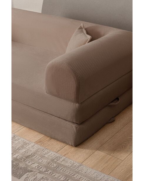 Beiges 3-Sitzer-Schlafsofa — B 190 cm x T 90 cm x H. 36 cm