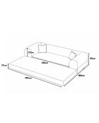 Beiges 3-Sitzer-Schlafsofa — B 190 cm x T 90 cm x H. 36 cm