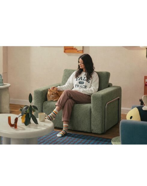 Divano letto singolo verde Wello - L. 80 cm x P. 70 cm x H 35 cm
