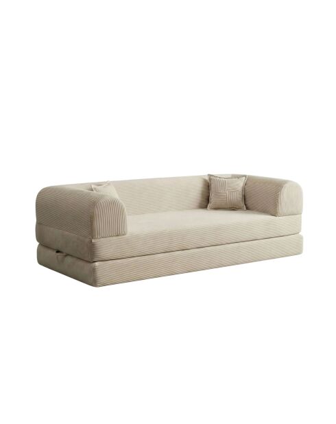 Divano letto a 3 posti color crema - l. 190 cm x P. 90 cm x H. 36 cm
