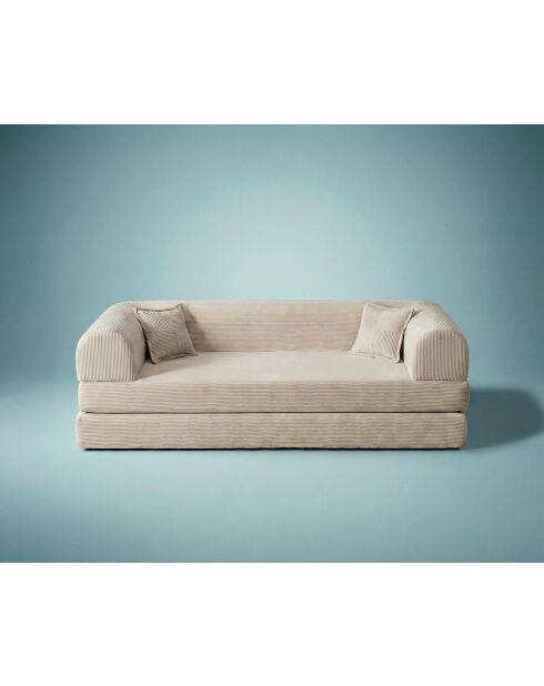 Divano letto a 3 posti color crema - l. 190 cm x P. 90 cm x H. 36 cm