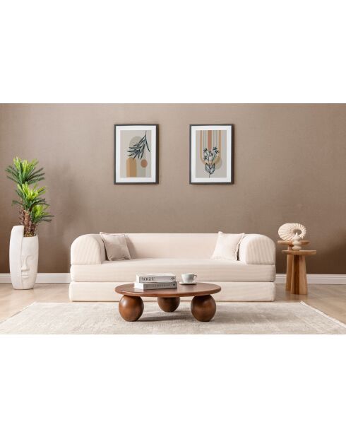 Divano letto a 3 posti color crema - l. 190 cm x P. 90 cm x H. 36 cm