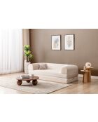 Divano letto a 3 posti color crema - l. 190 cm x P. 90 cm x H. 36 cm
