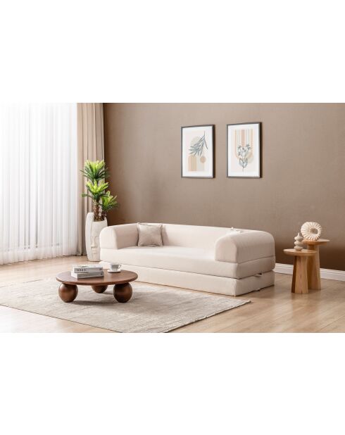 Divano letto a 3 posti color crema - l. 190 cm x P. 90 cm x H. 36 cm