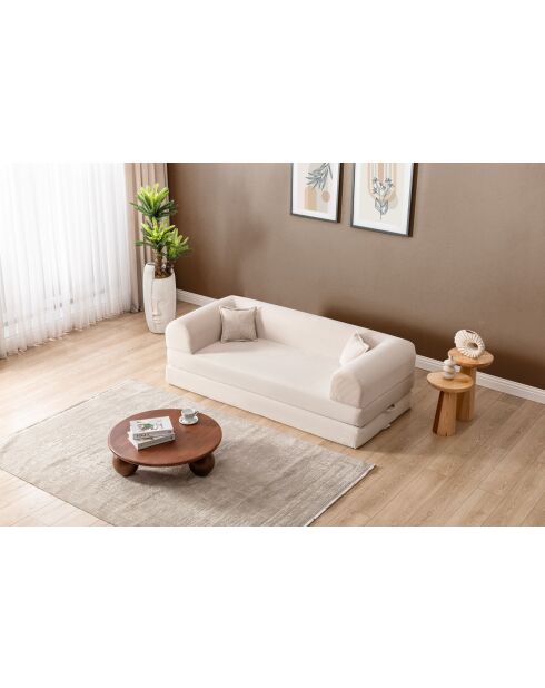 Divano letto a 3 posti color crema - l. 190 cm x P. 90 cm x H. 36 cm