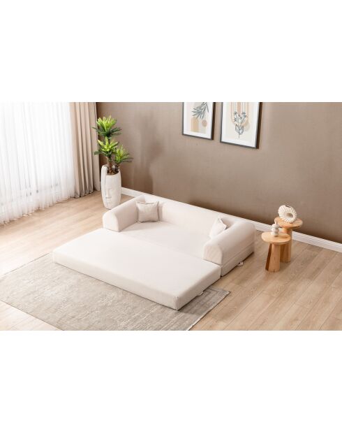 Divano letto a 3 posti color crema - l. 190 cm x P. 90 cm x H. 36 cm