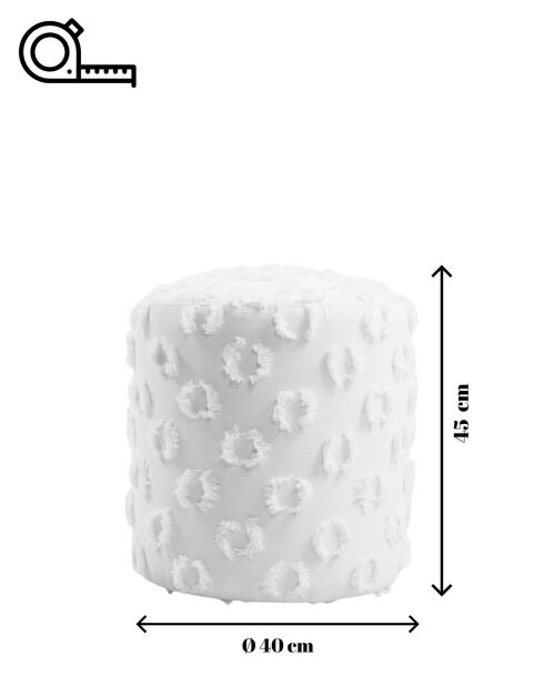 Petit pouf Astrid blanche - l.40 cm x H. 45 cm x P. 40 cm