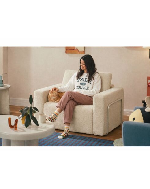 Divano letto Wello 1 posto crema - L. 80 cm x P. 70 cm x H 35 cm