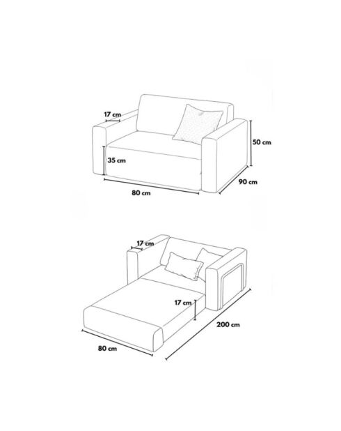 Divano letto Wello 1 posto crema - L. 80 cm x P. 70 cm x H 35 cm