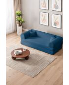 Blaues 3-Sitzer-Schlafsofa - L. 190 cm x T. 90 cm x H. 36 cm