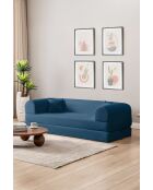 Blaues 3-Sitzer-Schlafsofa - L. 190 cm x T. 90 cm x H. 36 cm