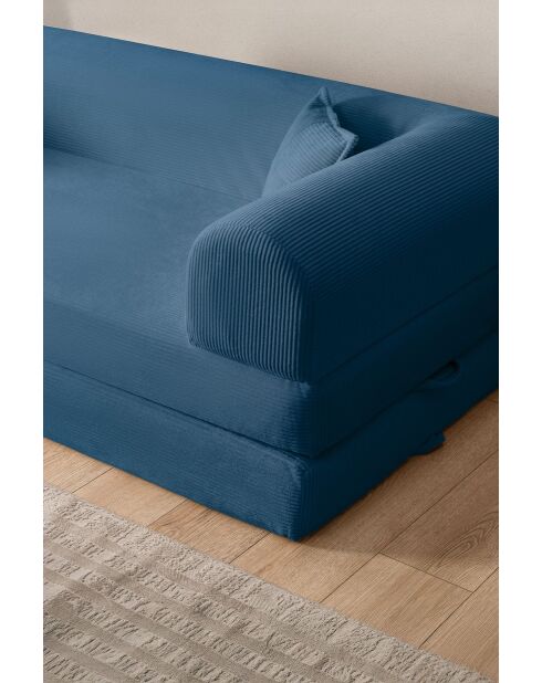 Blaues 3-Sitzer-Schlafsofa - L. 190 cm x T. 90 cm x H. 36 cm