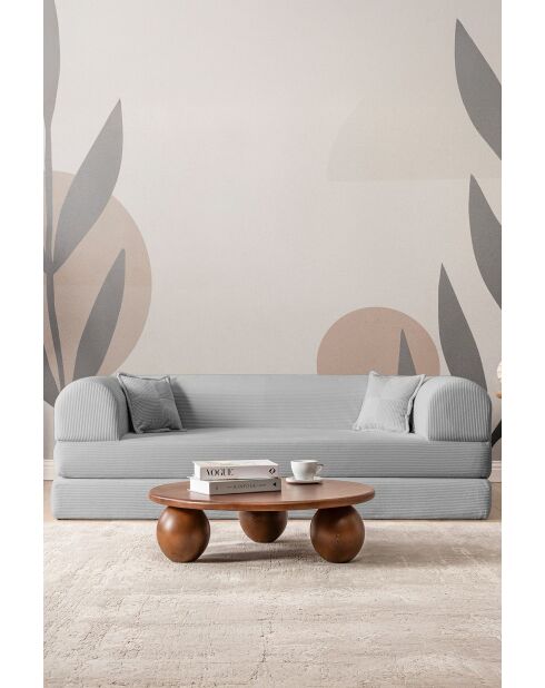 Hellgraues 3-Sitzer-Schlafsofa - L. 190 cm x T. 90 cm x H. 36 cm