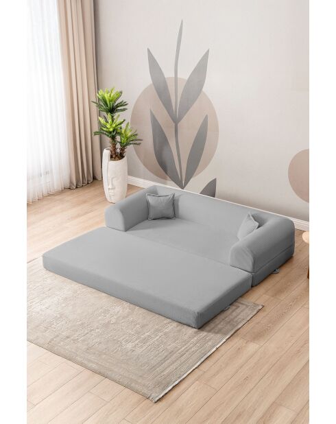 Hellgraues 3-Sitzer-Schlafsofa - L. 190 cm x T. 90 cm x H. 36 cm