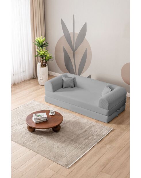 Hellgraues 3-Sitzer-Schlafsofa - L. 190 cm x T. 90 cm x H. 36 cm