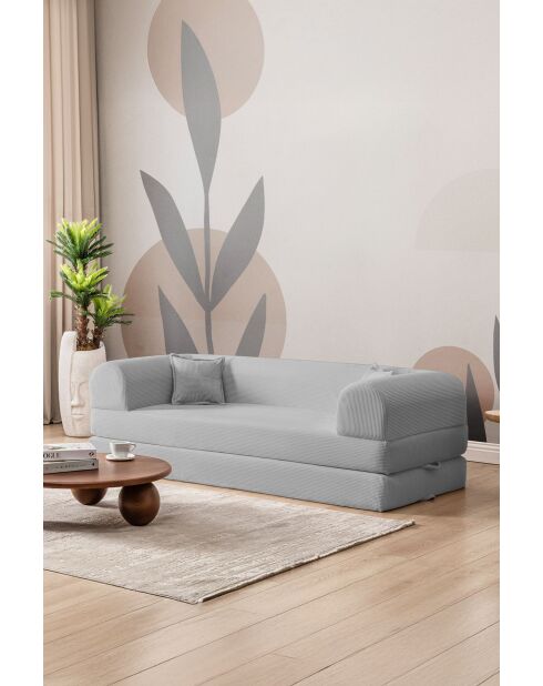 Hellgraues 3-Sitzer-Schlafsofa - L. 190 cm x T. 90 cm x H. 36 cm