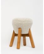 Petit pouf Hermod crème noisette - l.38 cm x H. 48 cm x P. 38 cm