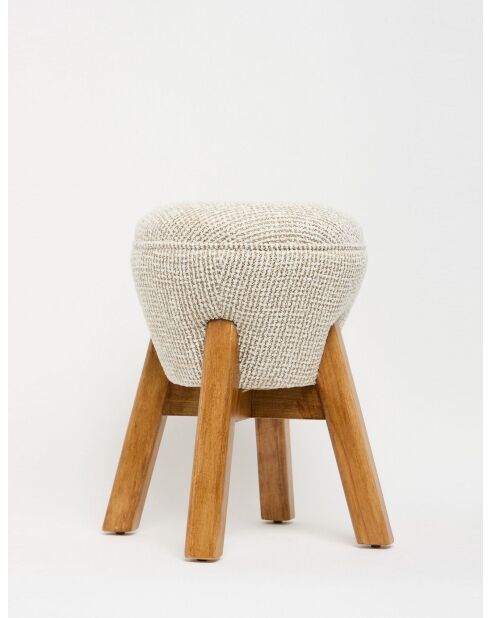Petit pouf Hermod crème noisette - l.38 cm x H. 48 cm x P. 38 cm
