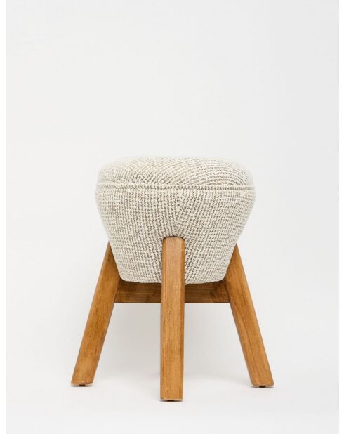 Petit pouf Hermod crème noisette - l.38 cm x H. 48 cm x P. 38 cm
