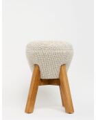 Petit pouf Hermod crème noisette - l.38 cm x H. 48 cm x P. 38 cm