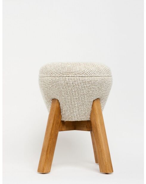 Petit pouf Hermod crème noisette - l.38 cm x H. 48 cm x P. 38 cm