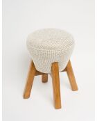 Petit pouf Hermod crème noisette - l.38 cm x H. 48 cm x P. 38 cm