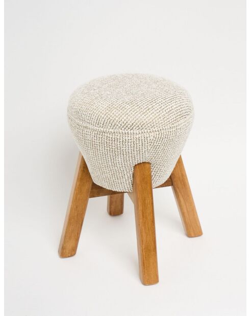 Petit pouf Hermod crème noisette - l.38 cm x H. 48 cm x P. 38 cm