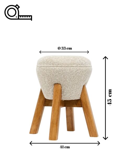 Petit pouf Hermod crème noisette - l.38 cm x H. 48 cm x P. 38 cm