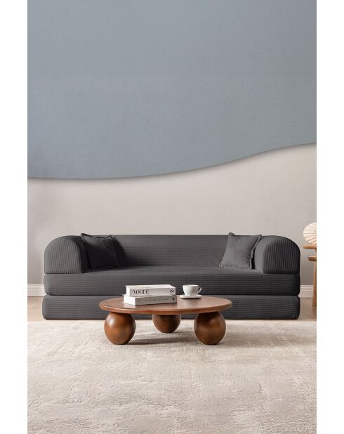 Canapé-lit 3 places anthracite - l . 190 cm x P. 90 cm x H . 36 cm