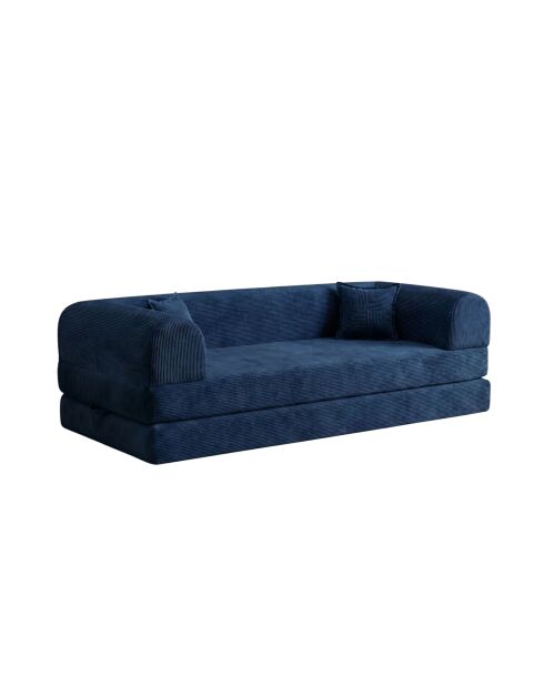 Marineblaues 3-Sitzer-Schlafsofa - L. 190 cm x T. 90 cm x H. 36 cm