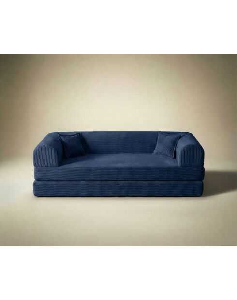 Marineblaues 3-Sitzer-Schlafsofa - L. 190 cm x T. 90 cm x H. 36 cm